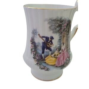 Royal‎ Windsor Fine Bone China Mug Elegant Romantic Scene Gold Rim Vintage